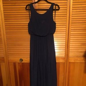 Navy blue maxi dress with side slit